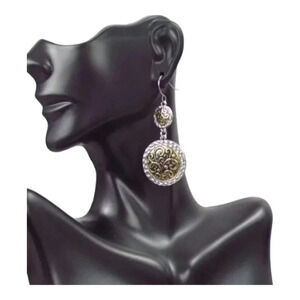 Stunning Double Dangle Two Tone  Filigree  Earrings